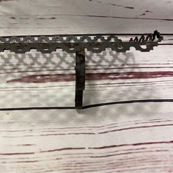 Mid Century Black Perforated Metal Shelf and Matching Candlestand - Picture 2 of 10